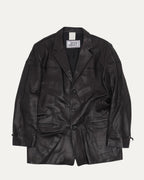 Buckle Accented Leather Blazer
