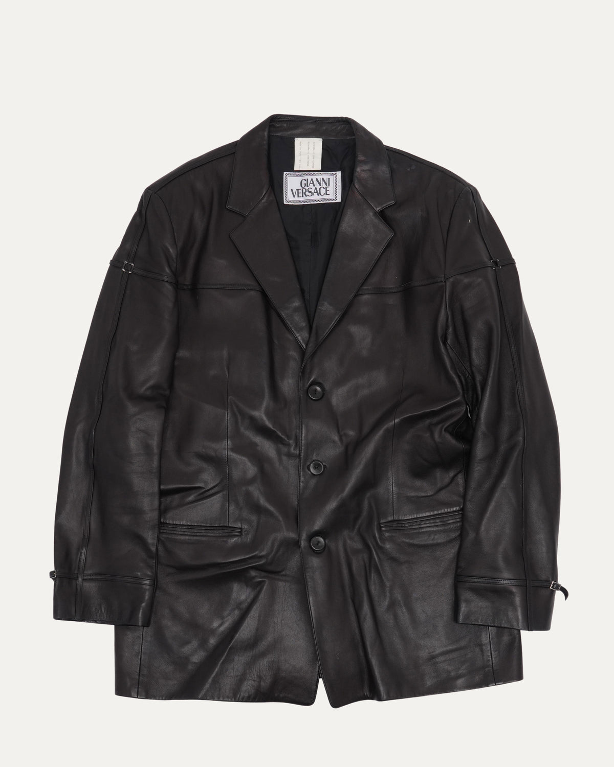 Buckle Accented Leather Blazer