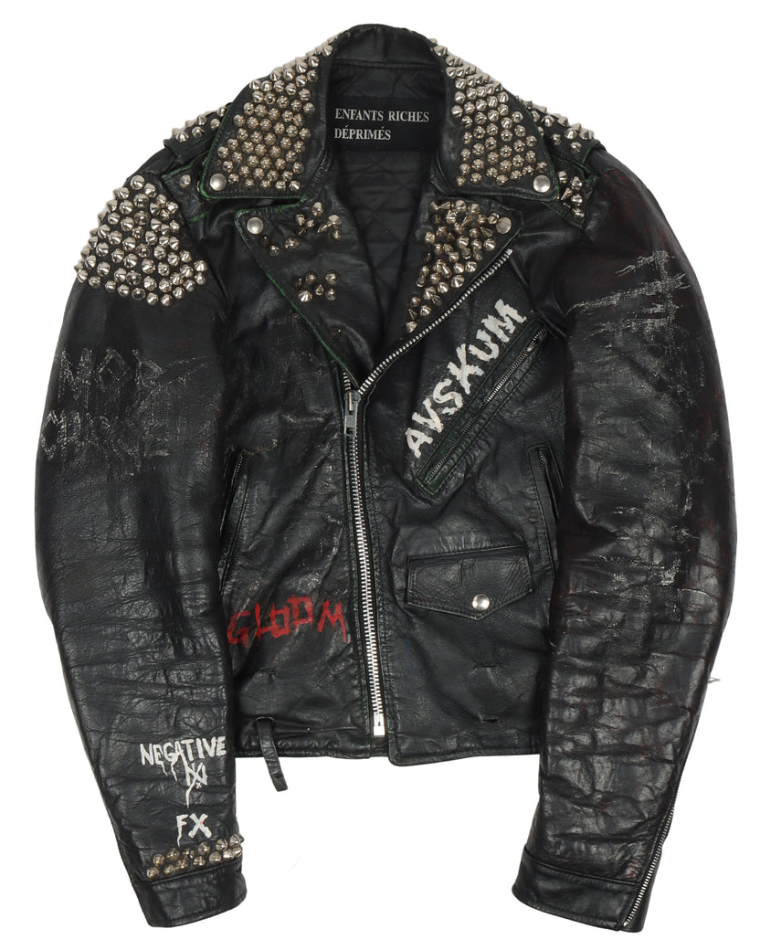 Spiked & Painted Leather Jacket
