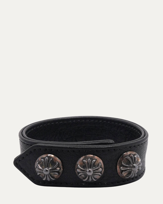 3 Button 2 Snap Plus Cross Leather Bracelet