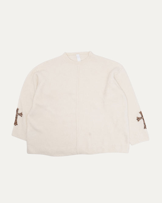 Silk Cashmere Blend Cross Patch Sweater