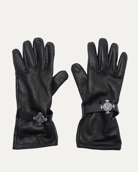Leather Russian Jesus Medal Gloves