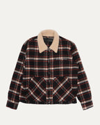 Shearling Collar Flannel Zip Up Jacket
