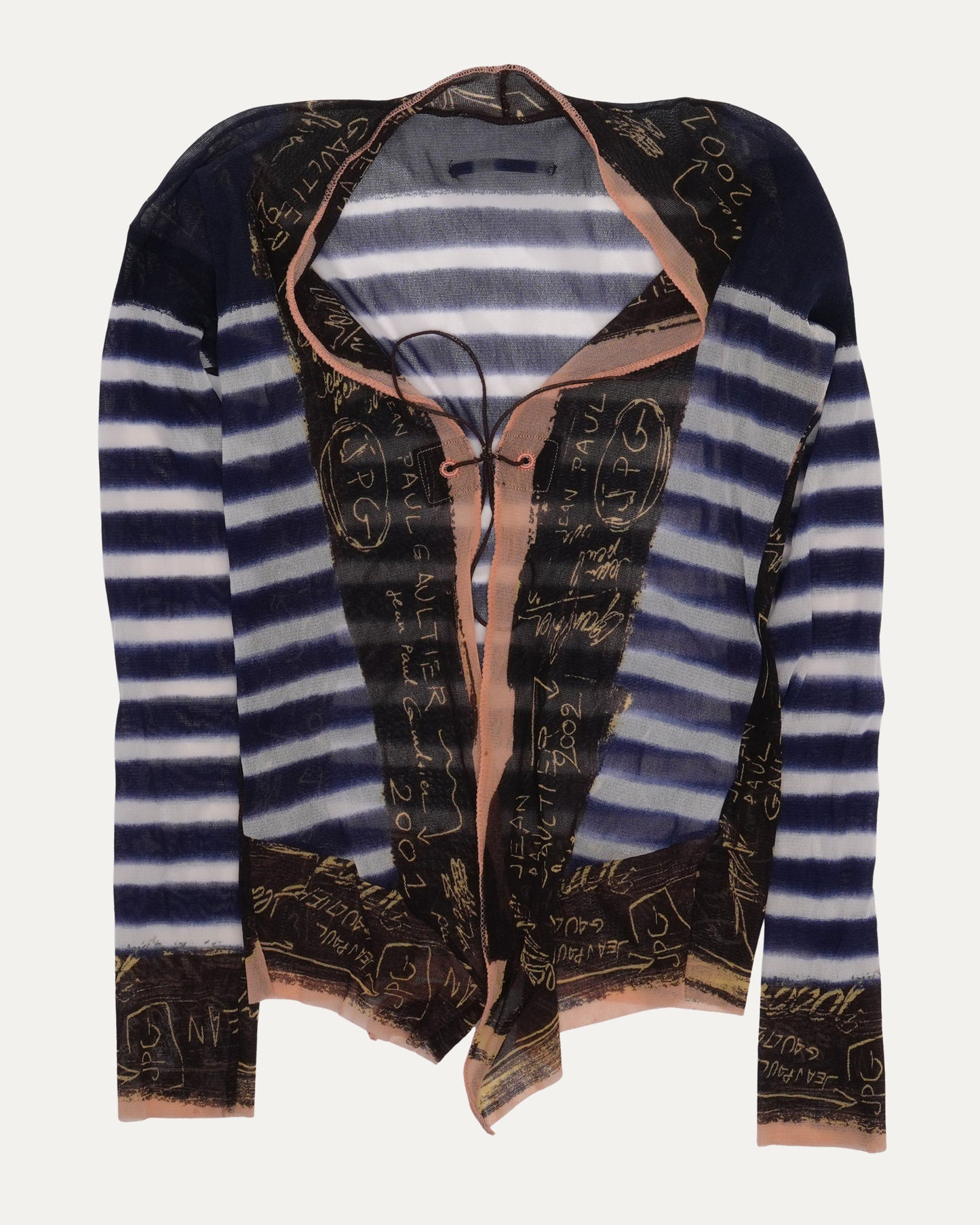 Striped Long Sleeve Mesh Top