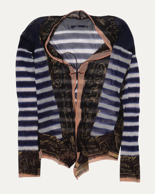 Striped Long Sleeve Mesh Top