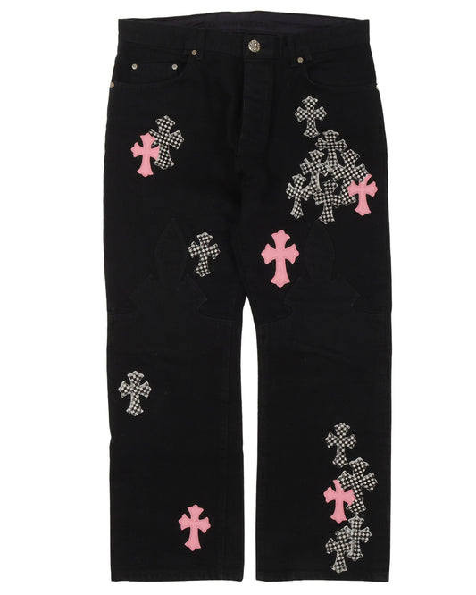 Cross Patch Fleur Knee Jeans w/ 35 Cross Patches