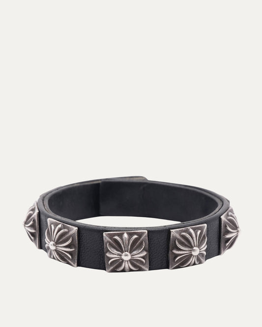 Pyramid Cross Stud Leather Bracelet