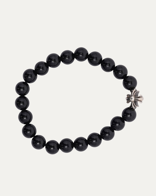 8mm Black Onyx/Tourmaline Plus Cross Bead Bracelet