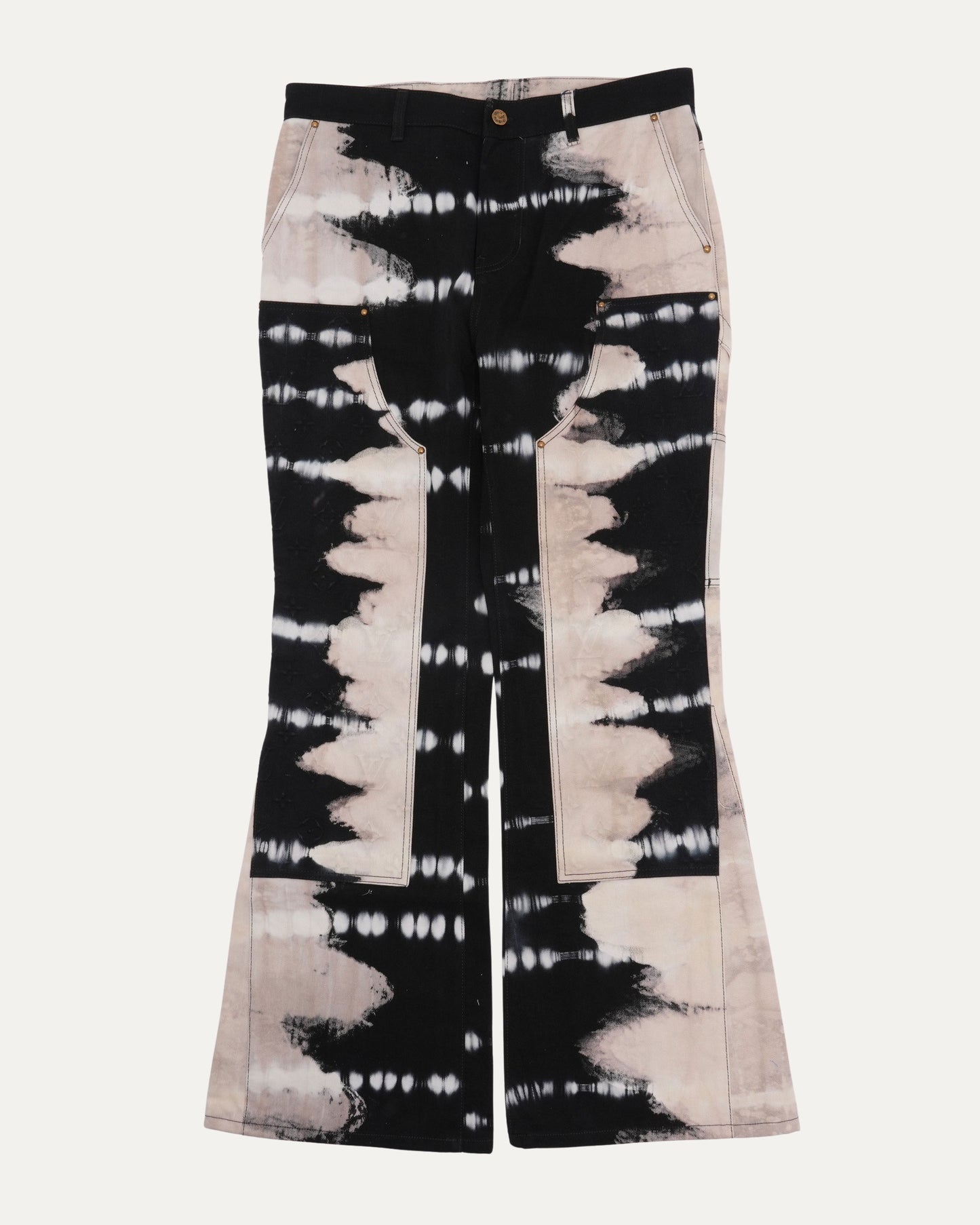 Tie Dye Monogram Double Knee Flared Jeans