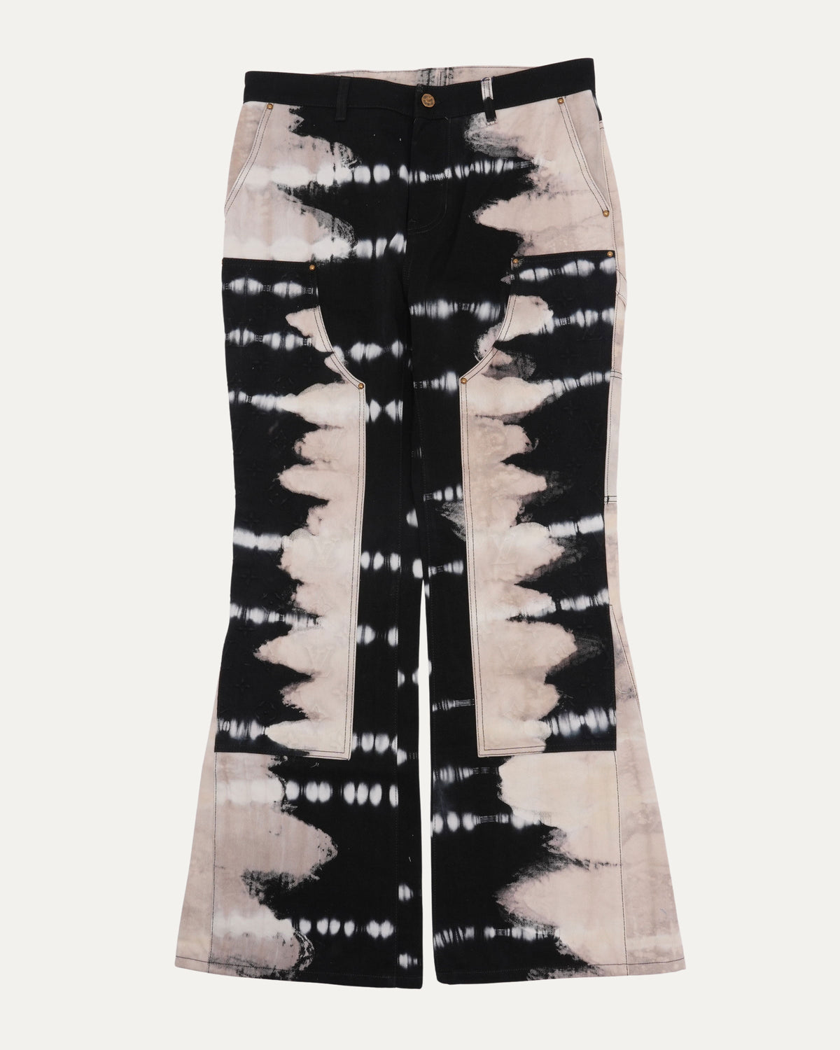 Tie Dye Monogram Double Knee Flared Jeans
