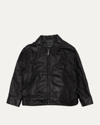 Cropped Leather Zip Jacket