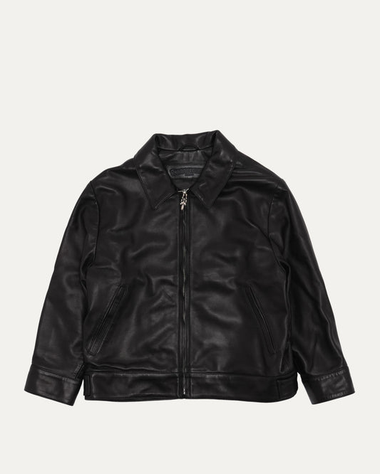 Cropped Leather Zip Jacket