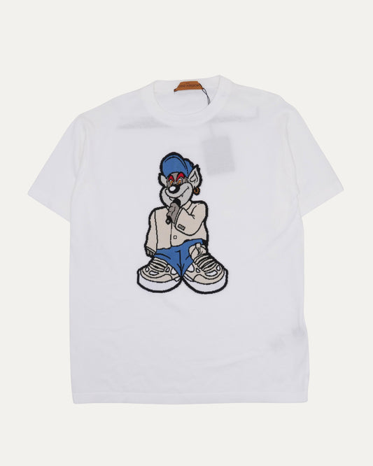 Intarsia Knit Cartoon Graphic T-Shirt