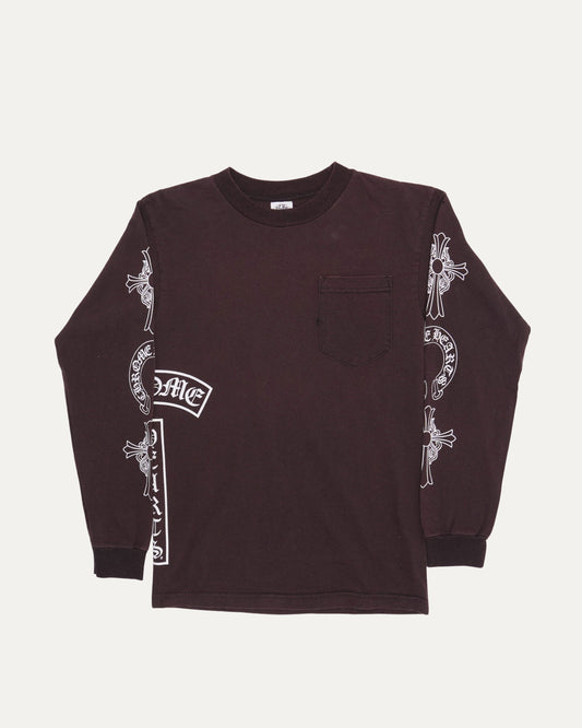 Vintage Wash Multi-Motif Long Sleeve Pocket T-Shirt