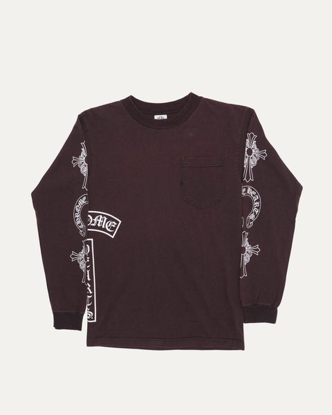 Chrome Hearts Vintage Wash Multi-Motif Long Sleeve Pocket T-Shirt