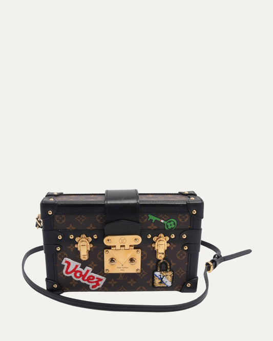 Monogram Patches Petite Malle Crossbody Trunk Bag