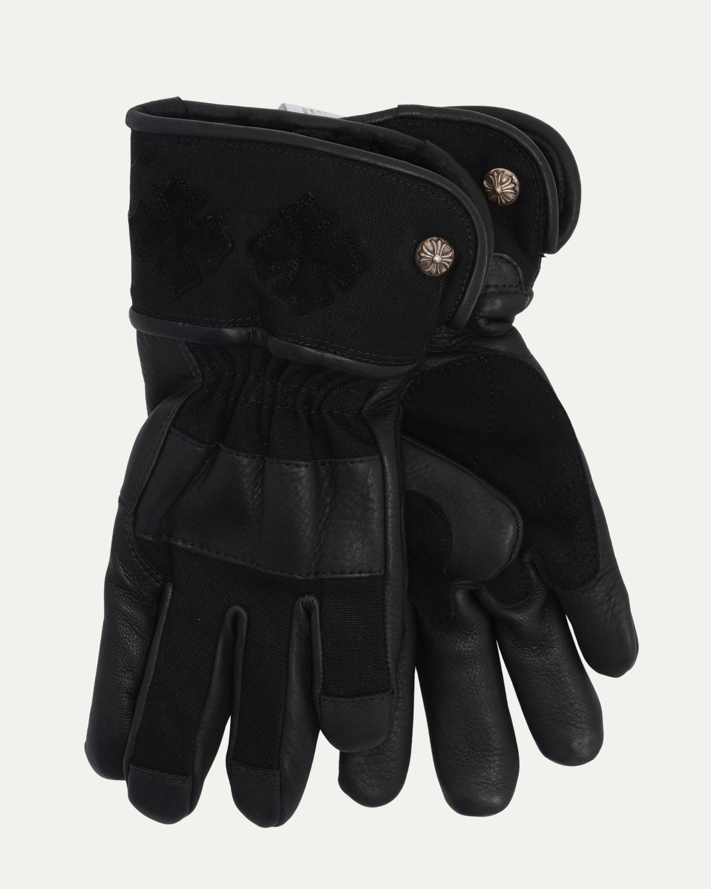 Cross Patch Leather Motorcycle Gloves