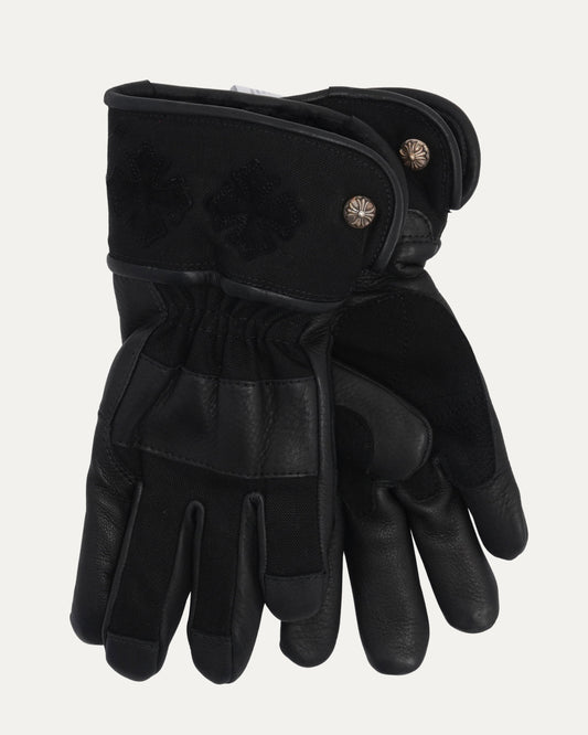 Cross Patch Leather Motorcycle Gloves