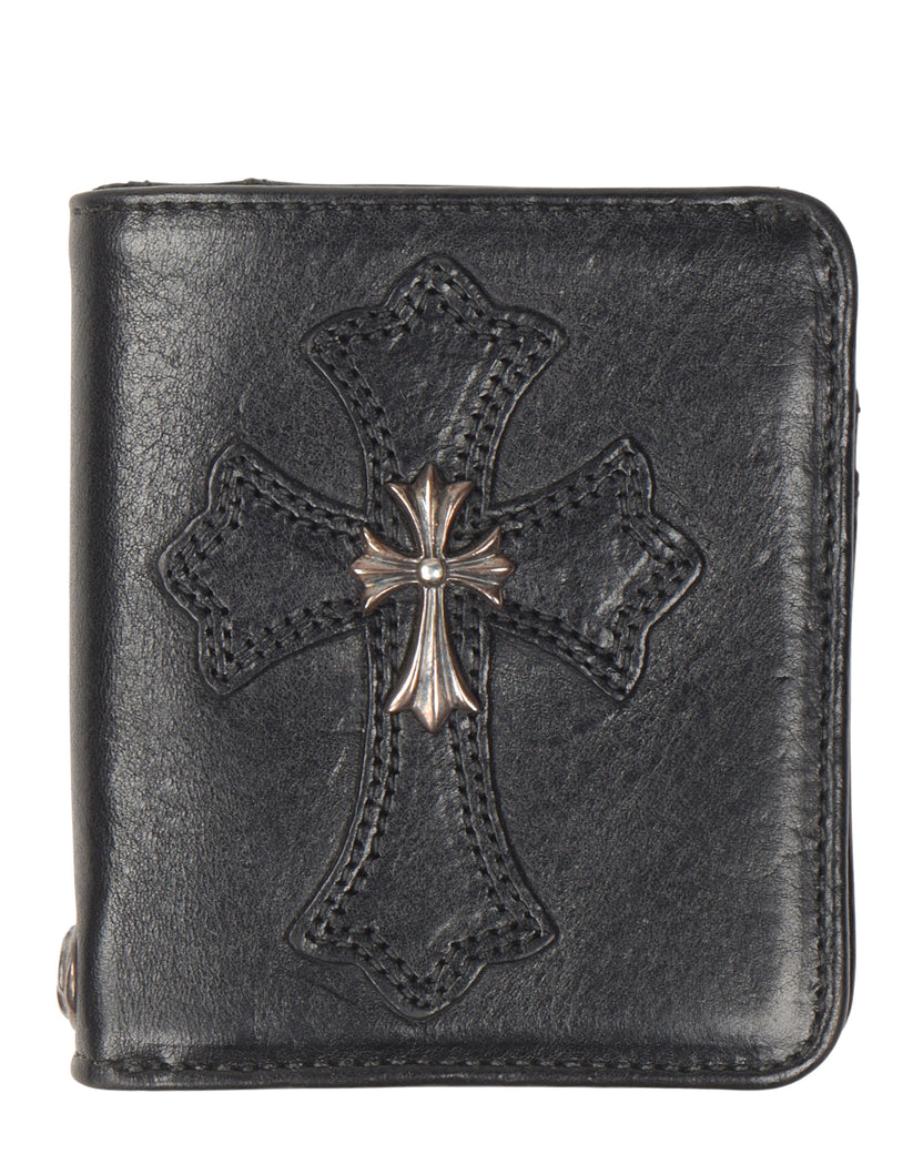 Leather Silver Cross Patch Wallet
