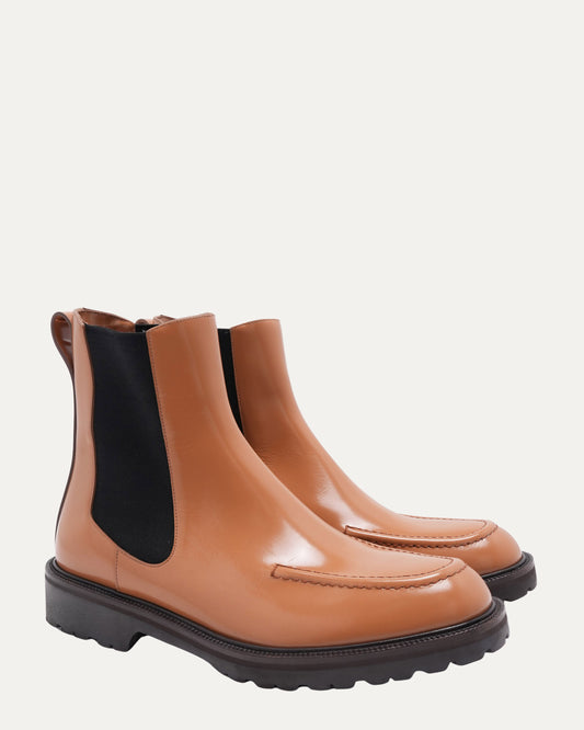 Patent Leather Lug Sole Chelsea Boot