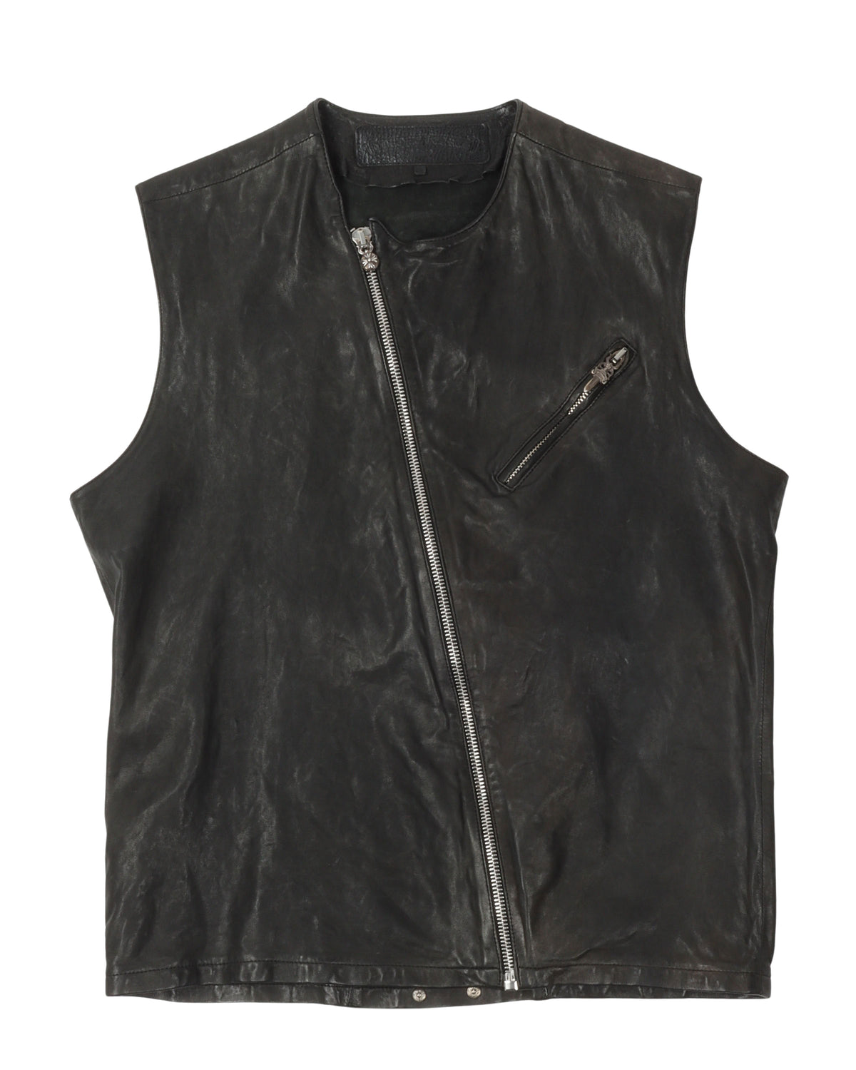Zip Up Goat Leather Vest