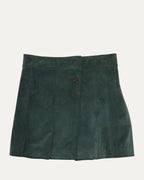 Suede Pleated Mini Skirt