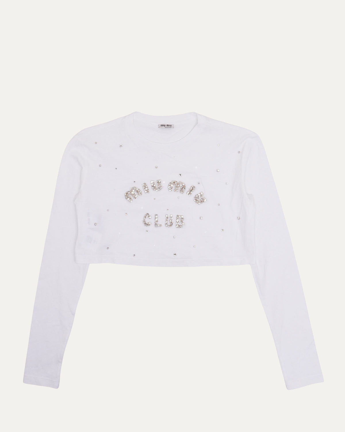 Rhinestone Embellished Long Sleeve Crop Top