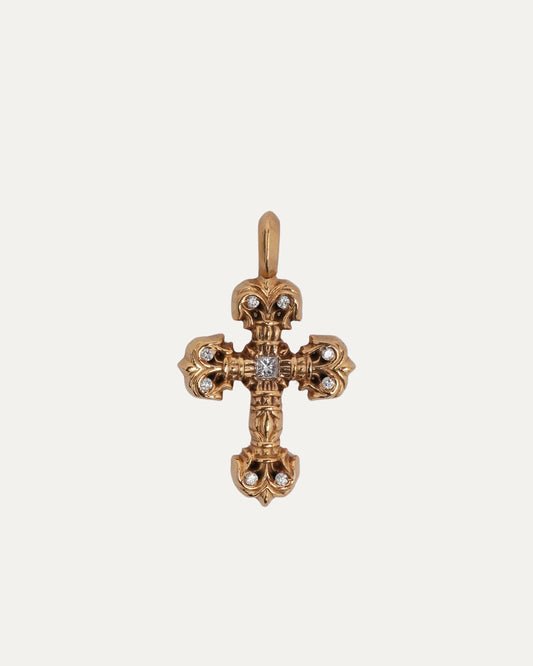 22k Gold Diamond Filigree Cross Pendant