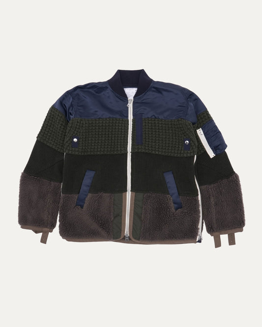 Multi Textured Bomber Jacket