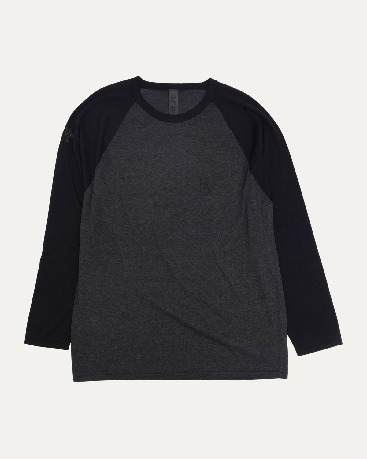 Silk Blend Cross Patch Long Sleeve Raglan T-Shirt