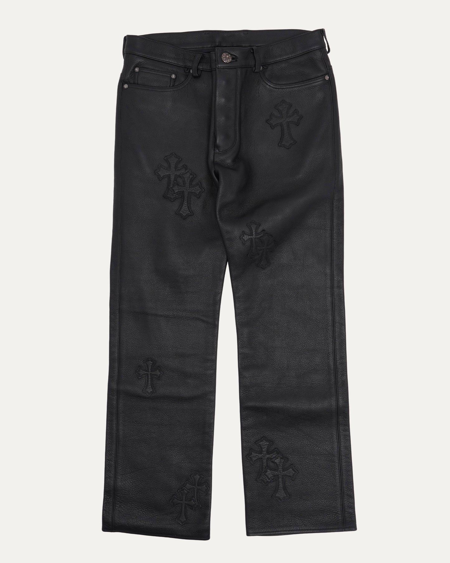 Leather Cross Patch Pants