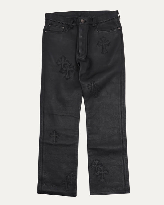 Leather Cross Patch Pants