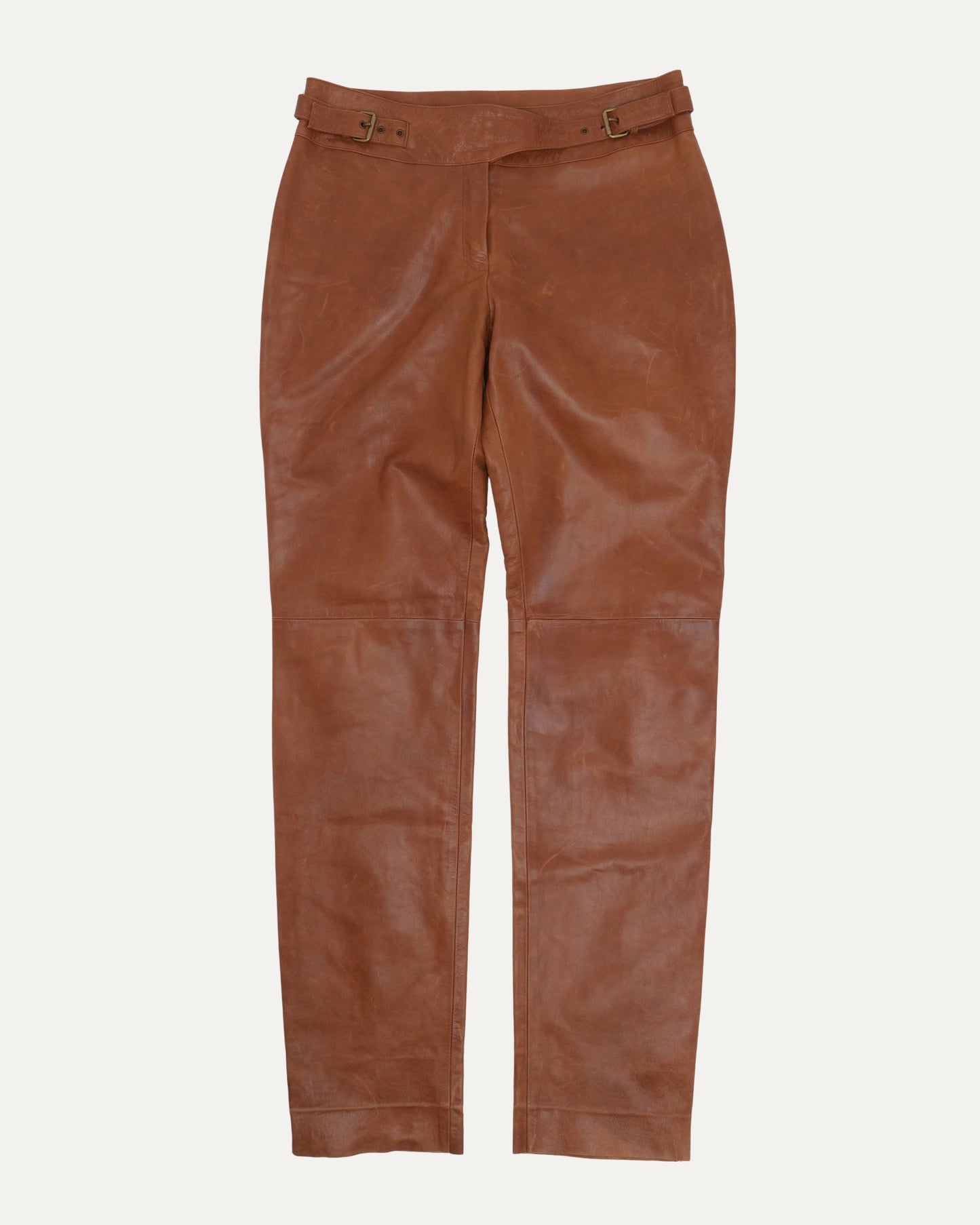 Belted Goat Leather Pants
