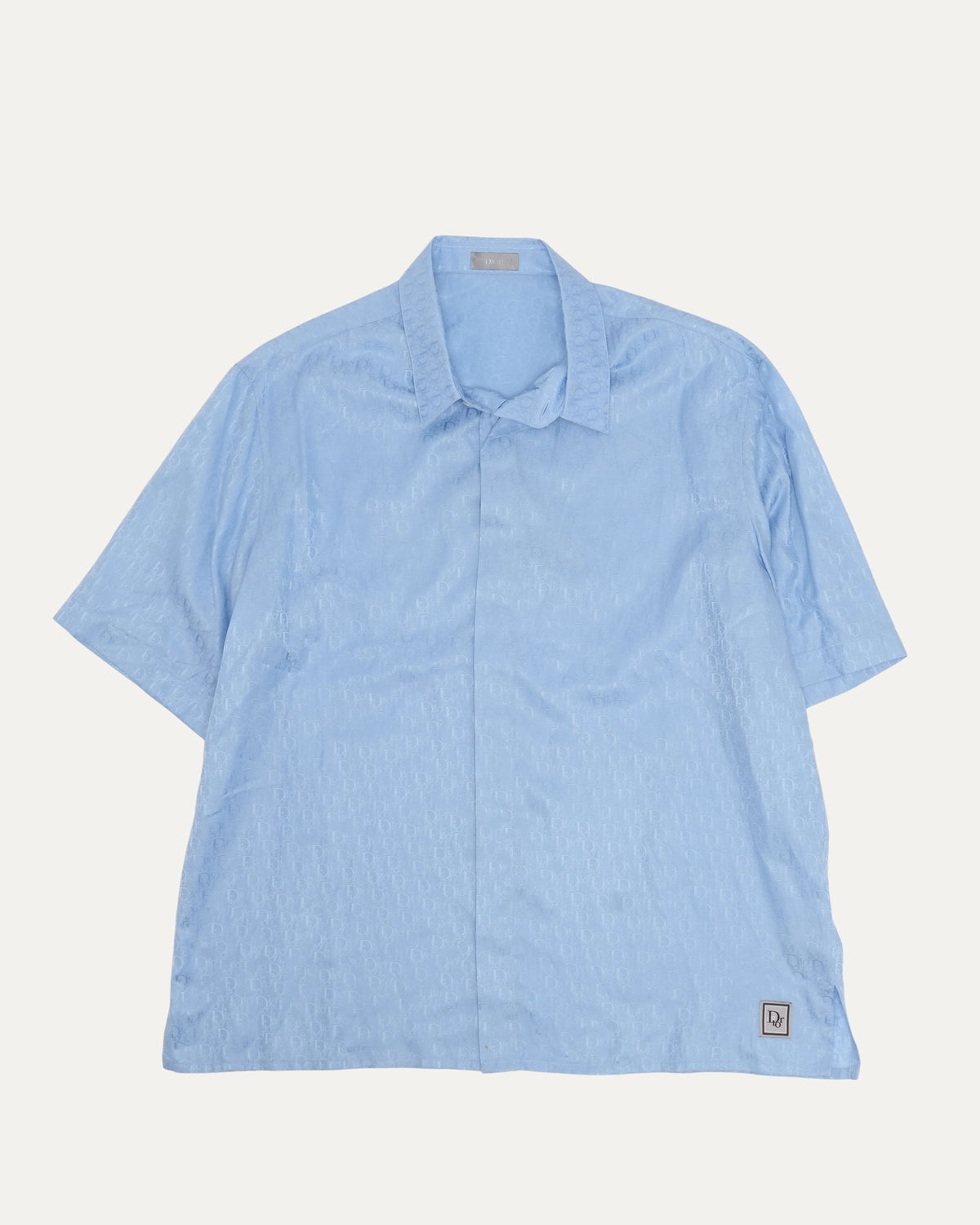 Oblique Monogram Silk Blend Short Sleeve Shirt