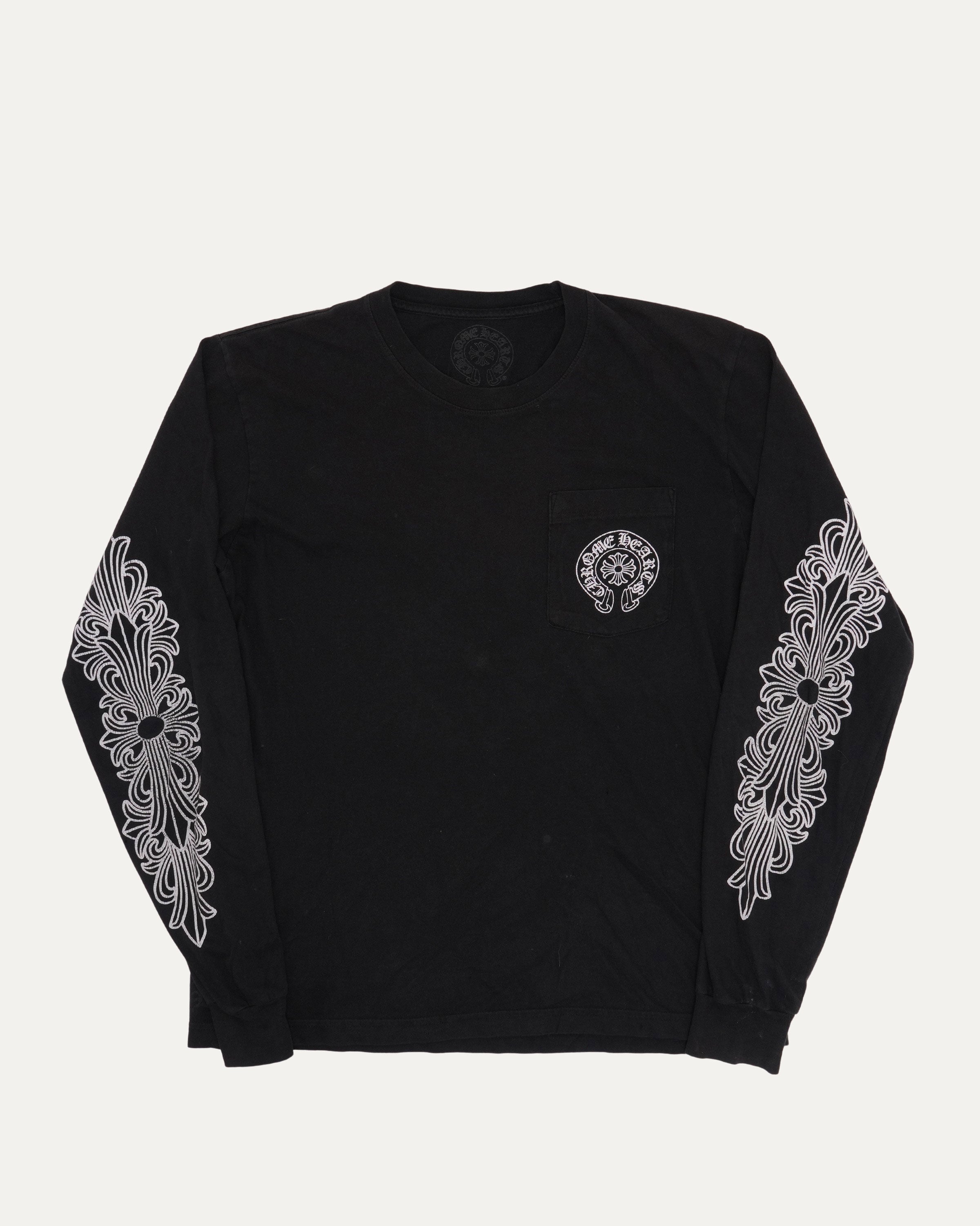 Chrome Hearts Paris Horseshoe Logo Address Long Sleeve Pocket T