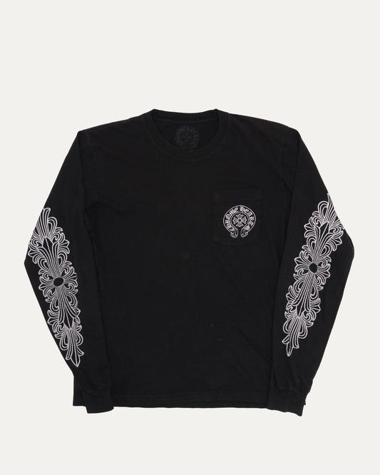 Paris Horseshoe Logo Address Long Sleeve Pocket T-Shirt