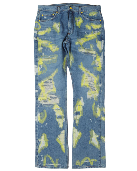 Distressed Embroidered Jeans
