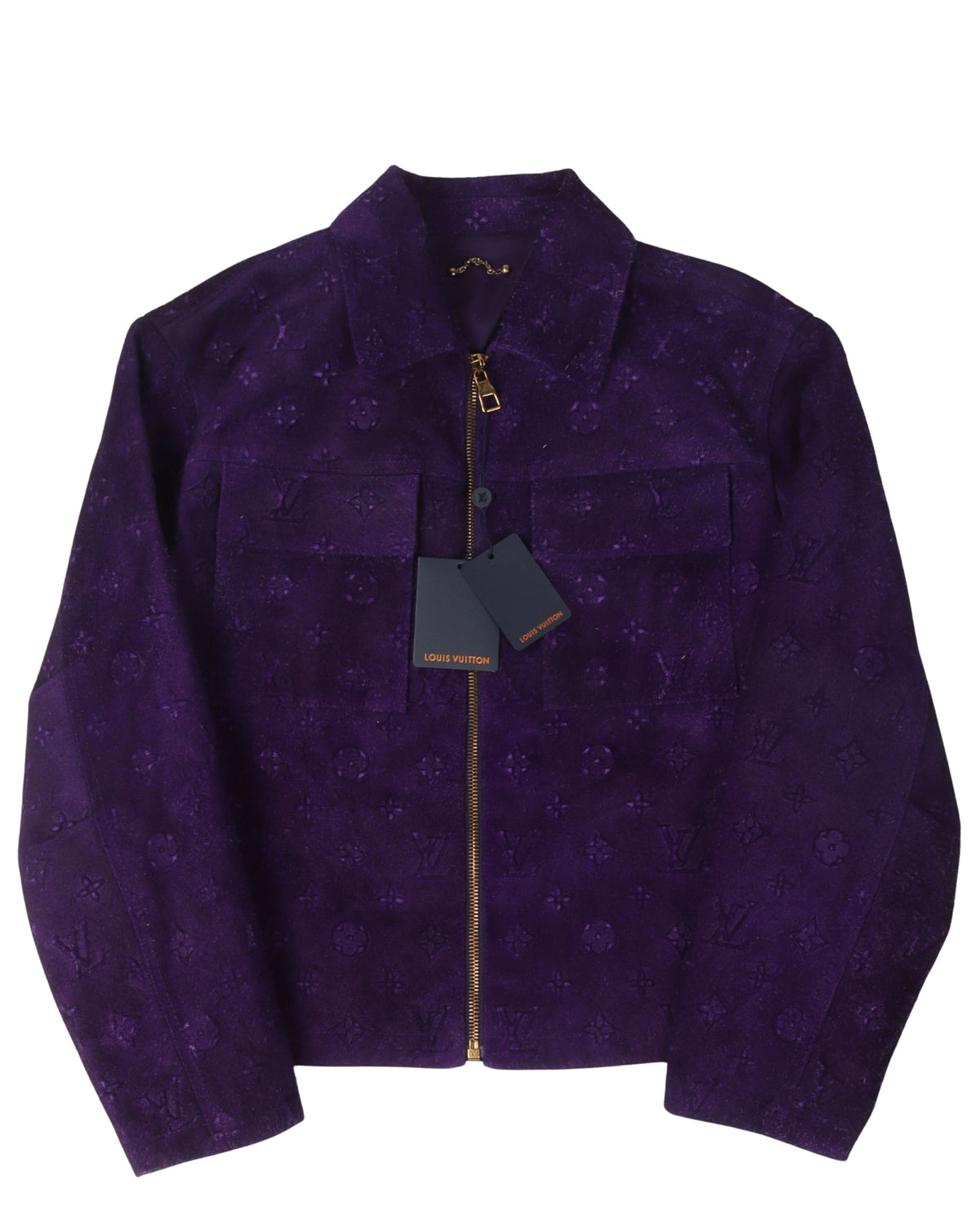 Suede Leather Embossed Monogram Jacket