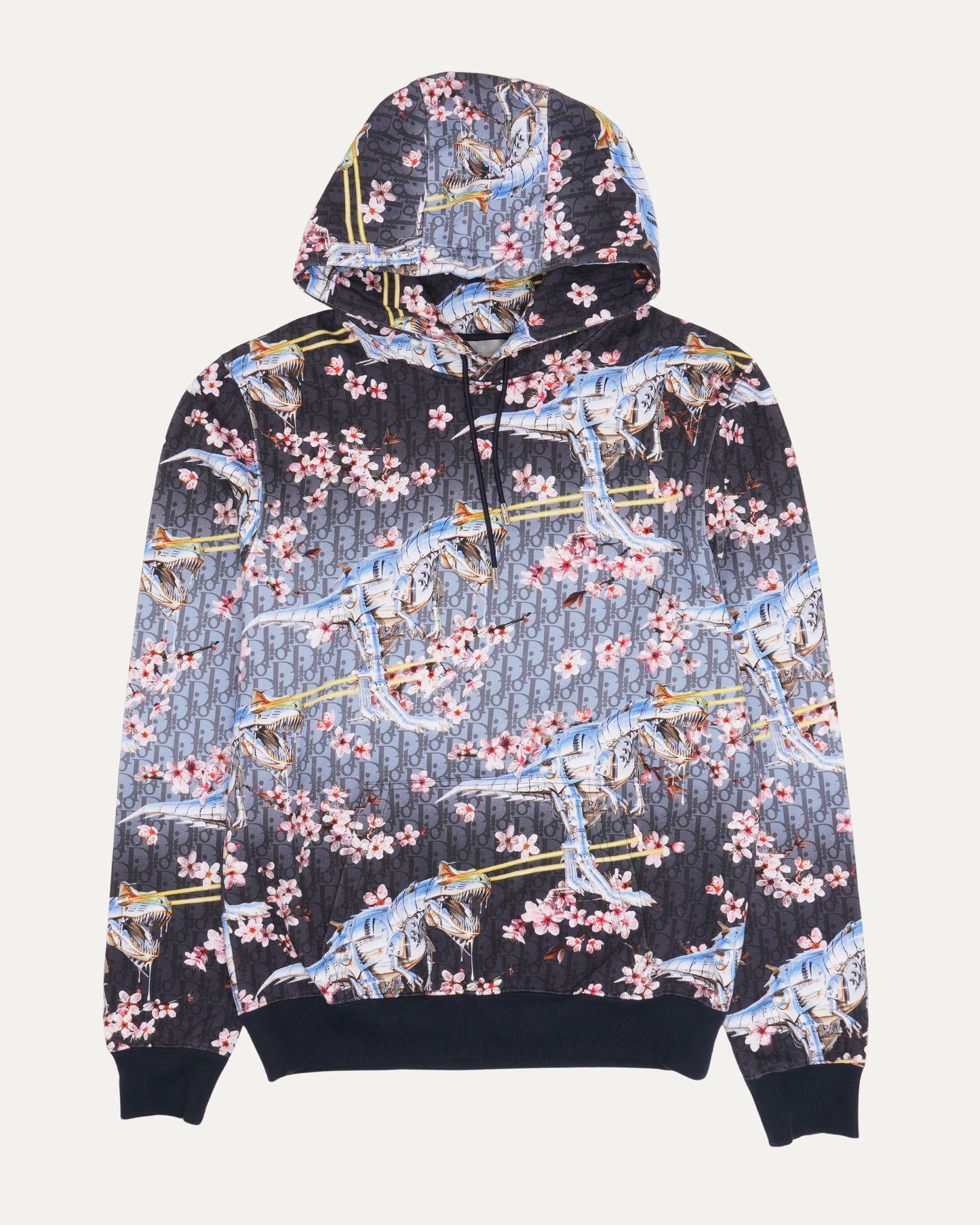 Sorayama Dinosaur Cherry Blossom Oblique Hoodie