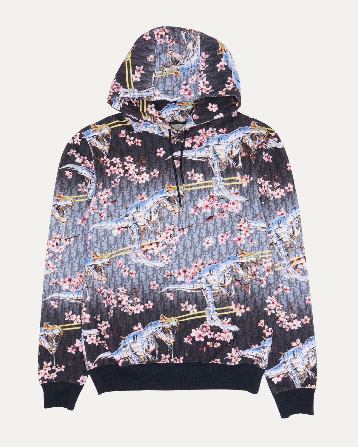 Sorayama Dinosaur Cherry Blossom Oblique Hoodie