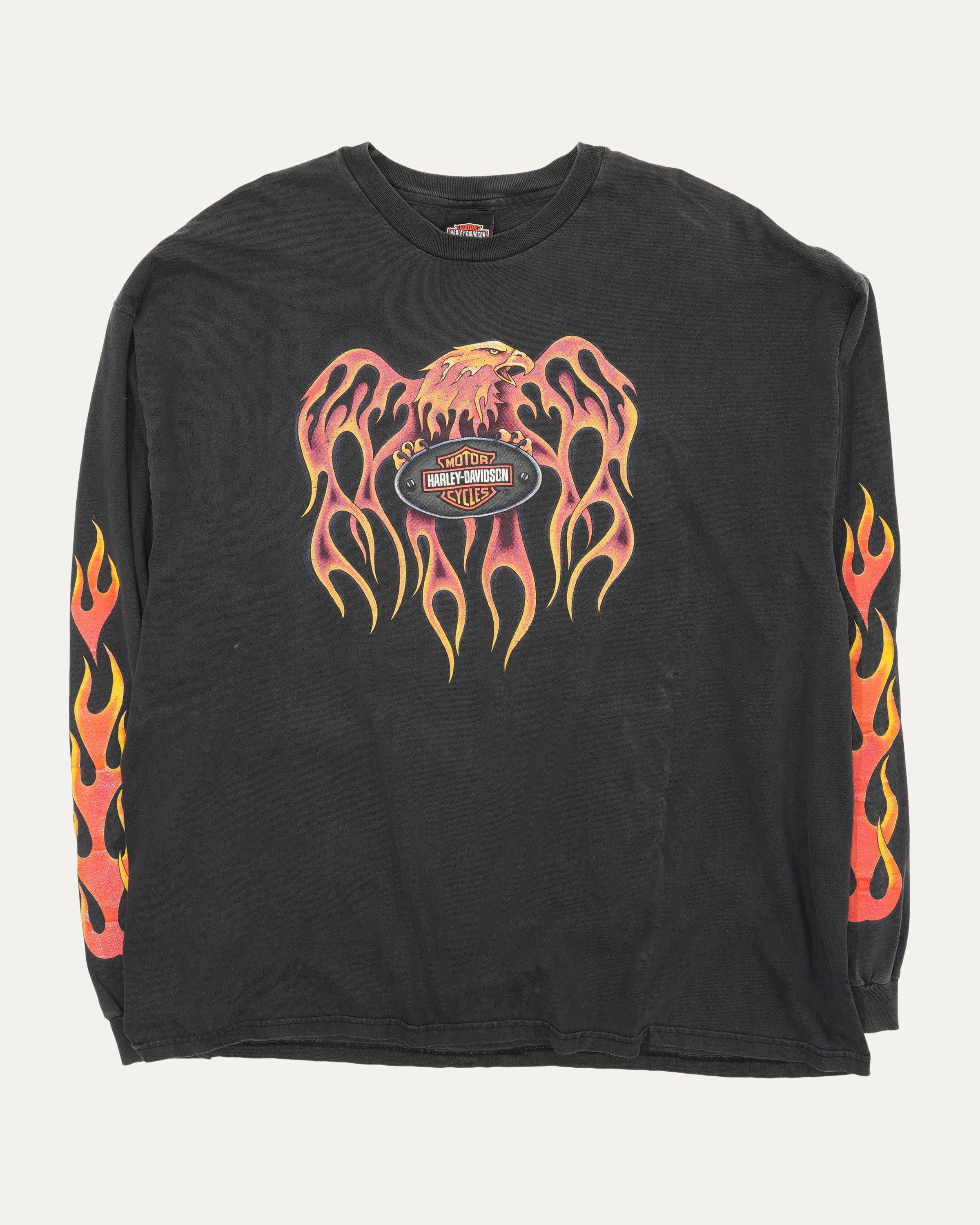 Harley Davidson Flaming Eagle Long Sleeve T-Shirt