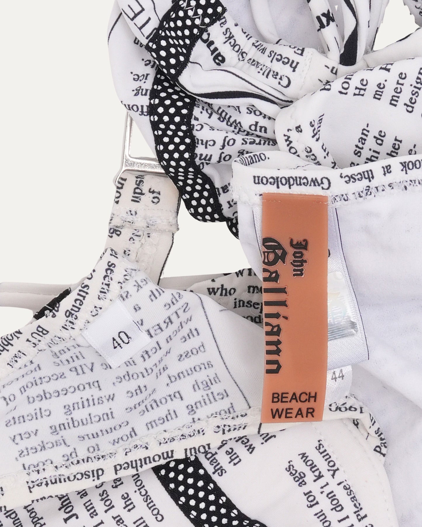 Newsprint Bikini With Rhinestone Detail
