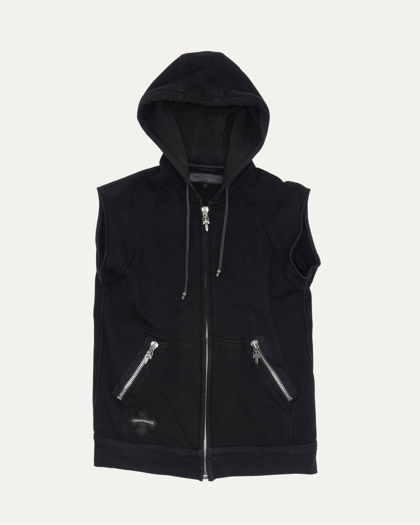 Plus Cross Patch Sleeveless Zip Hoodie