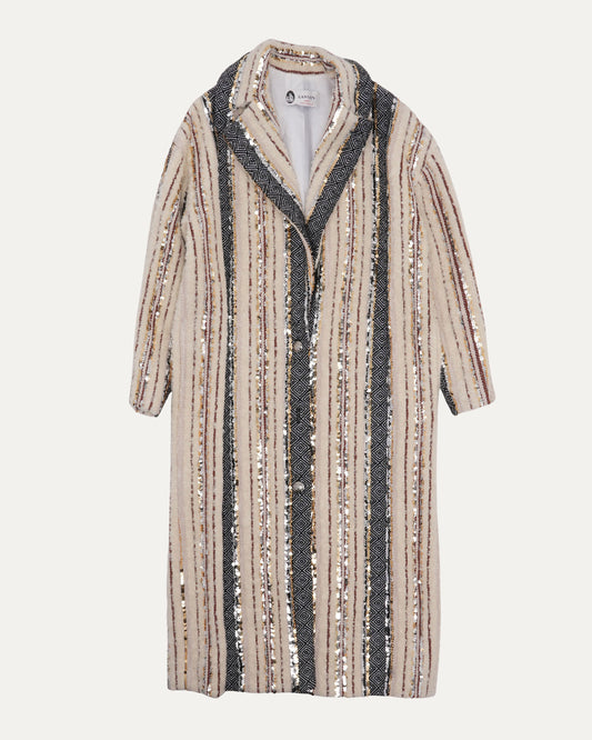 Faux Fur Sequin Coat