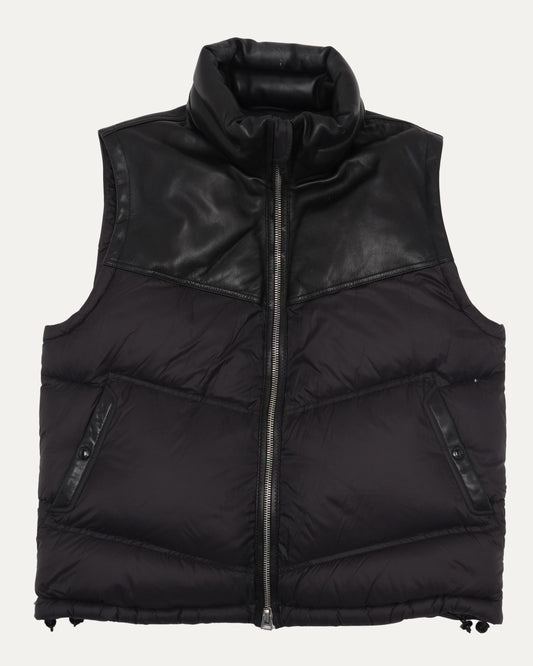Leather Embellished Puffer Vest