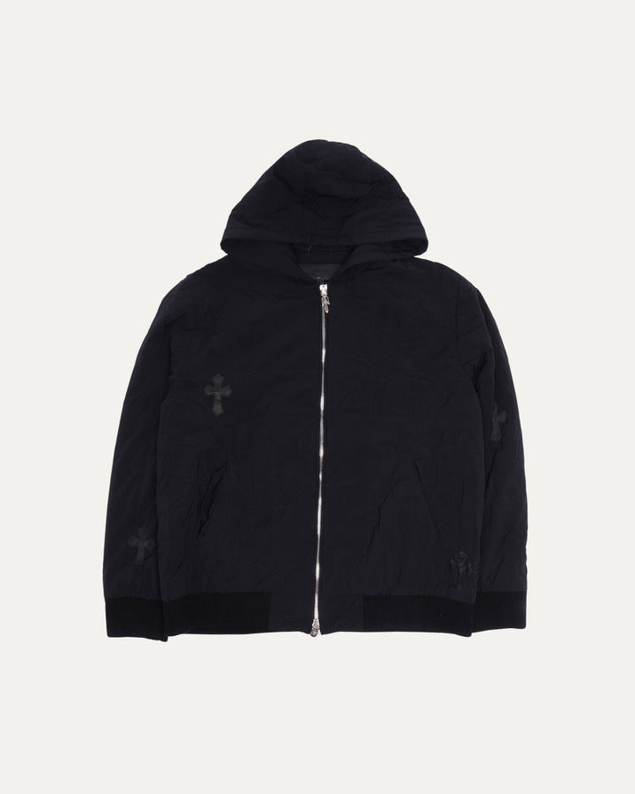 Nylon Cross Patch Zip-Up Jacket