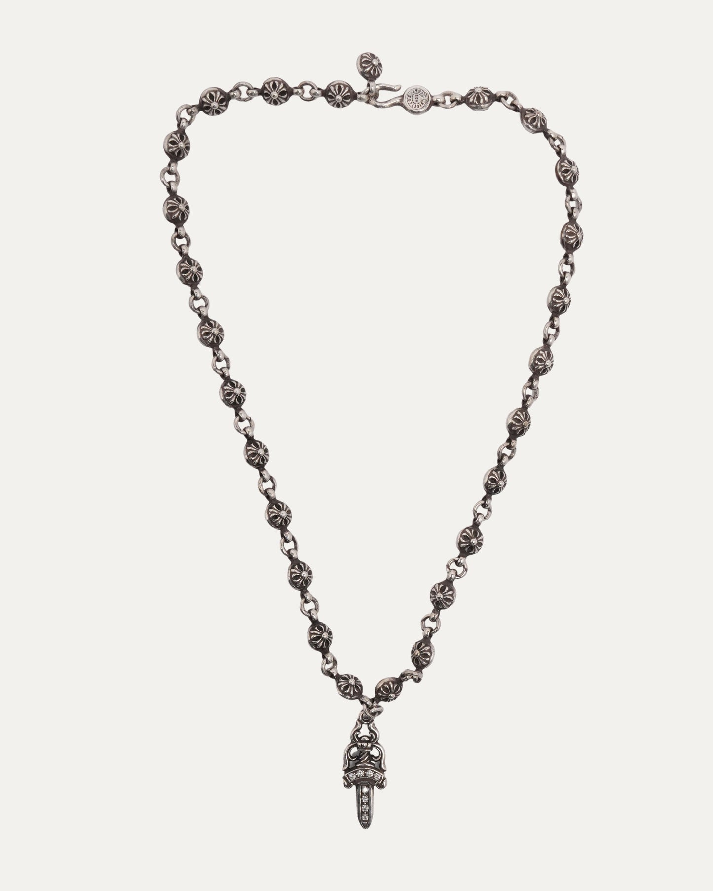 Diamond Dagger Pendant Plus Ball Necklace
