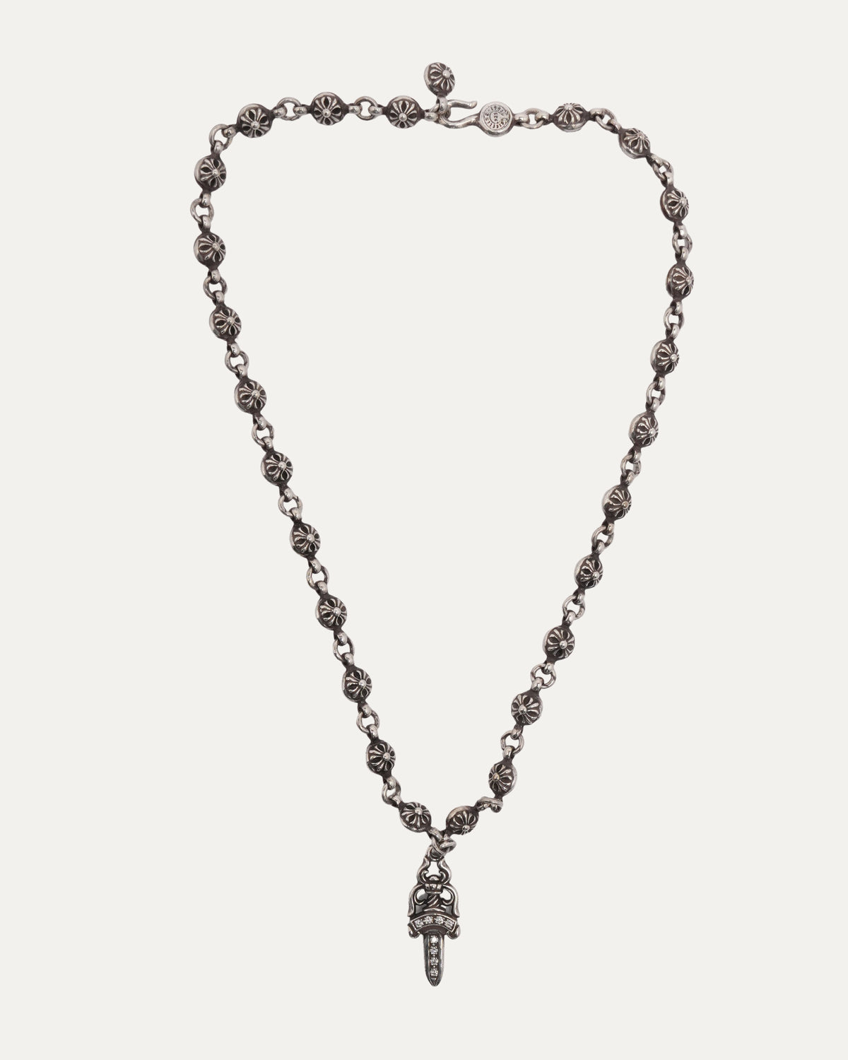 Diamond Dagger Pendant Plus Ball Necklace