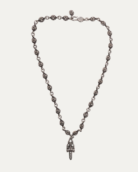 Diamond Dagger Pendant Plus Ball Necklace