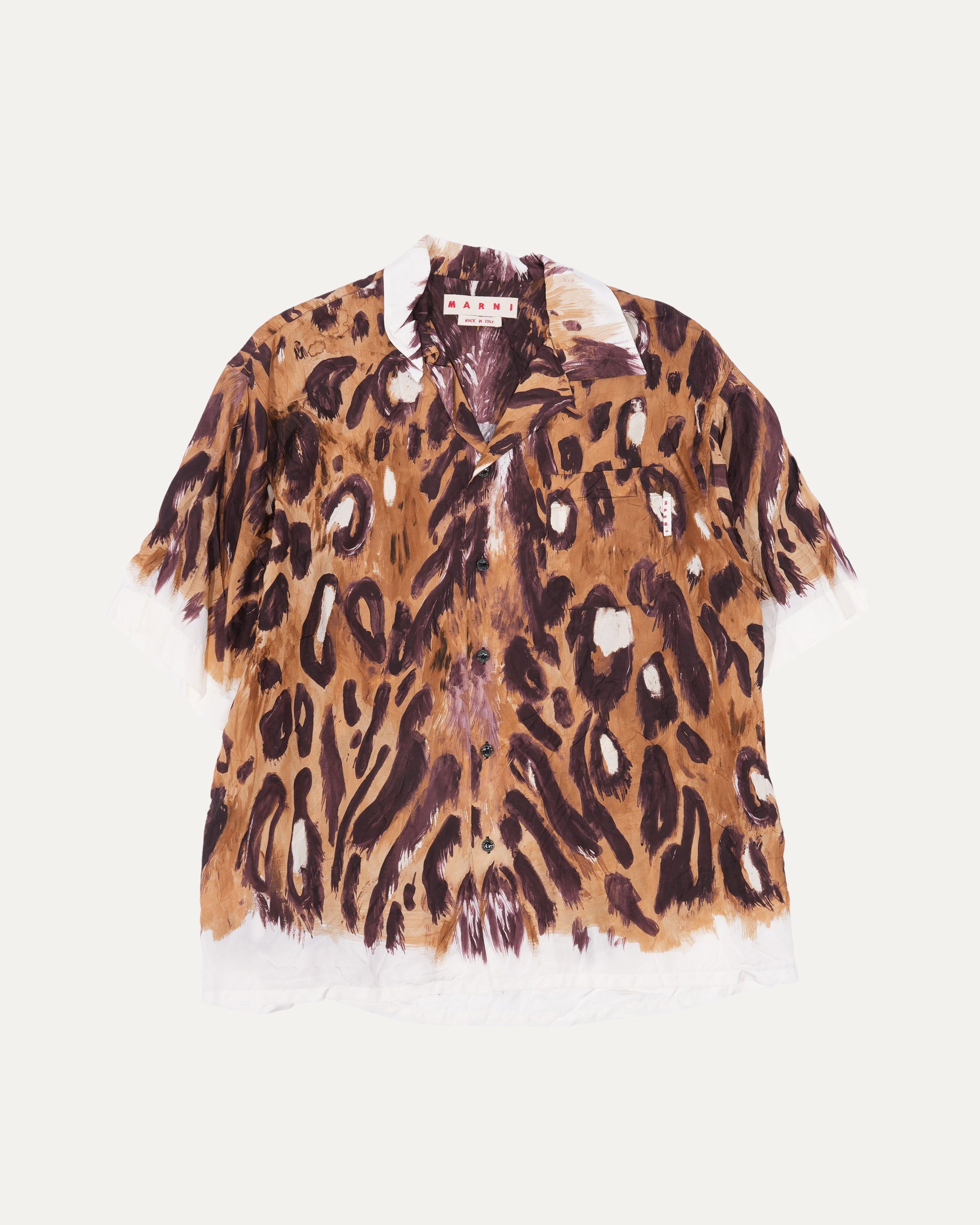 Leopard Print Camp Collar Shirt